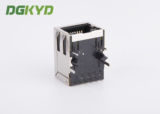 100M Tab Down Shield single port CAT5 RJ45 network JACK with filter, G/Y LEDS