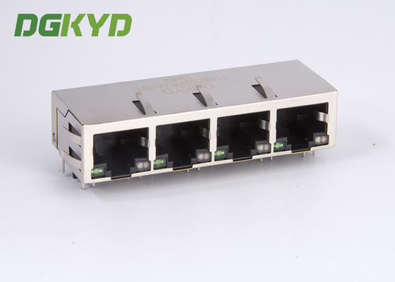 1 X 4 Port RJ45 Multiple Port Connectors Integrated Magnetics 100 Base-Tx