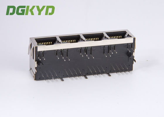 1 X 4 Port RJ45 Multiple Port Connectors Integrated Magnetics 100 Base-Tx