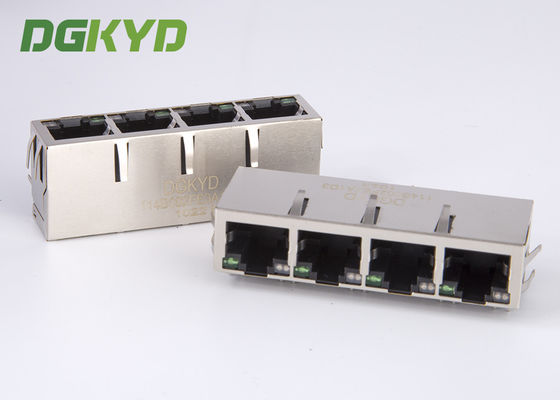 1 X 4 Port RJ45 Multiple Port Connectors Integrated Magnetics 100 Base-Tx