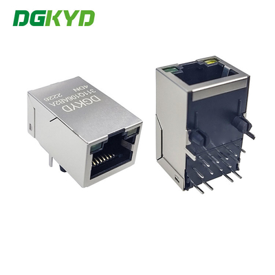 DGKYD311Q106AB2A4DN RJ45 Network Interface TAB UP Modular Jack Single Port PCB Interface Illuminated Shield