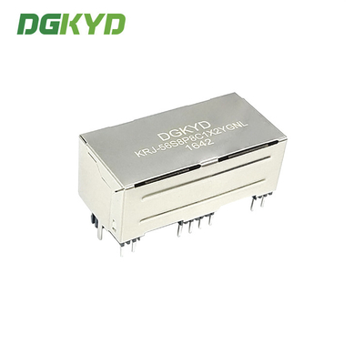KRJ-56S8P8C1X2YGNL Ganged 2 Port RJ45 Ethernet Jack Combo 100base Tx Rj 45 1 X 2