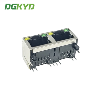 KRJ-56S8P8C1X2YGNL Ganged 2 Port RJ45 Ethernet Jack Combo 100base Tx Rj 45 1 X 2