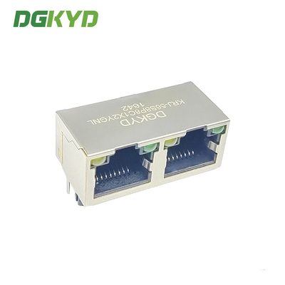 KRJ-56S8P8C1X2YGNL Ganged 2 Port RJ45 Ethernet Jack Combo 100base Tx Rj 45 1 X 2