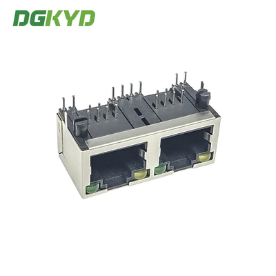 KRJ-56S8P8C1X2YGNL Ganged 2 Port RJ45 Ethernet Jack Combo 100base Tx Rj 45 1 X 2