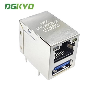 Gigabit Modular Jack RJ45 Stacked Over USB Rj45 Connector 3.0 X1F Cat6 W/ LED 1775855-3