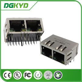 10/100/1000BASE 2 Port RJ45 Jack Combo 8P8C , 1x2 RJ45 Connector With Transformer And Led