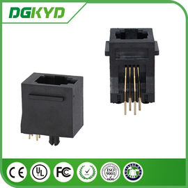 180 degree Tab Up Female RJ11 Jack Without Shield , Housing Black 4p4c Jack