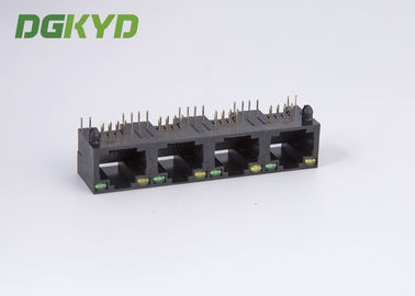 tab up 4 position rj45 keystone jack with Y/G LEDs, black color