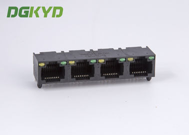 tab up 4 position rj45 keystone jack with Y/G LEDs, black color