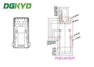 5Gbit / s RJ45 magnetics jack ethernet industrial connector 33MM GY / GY