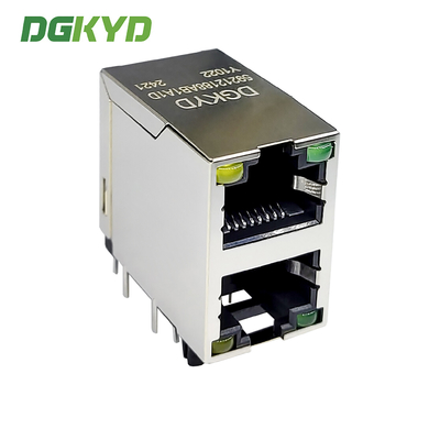 Dual Port RJ45 Connector With Light And Short Body Without Filter DGKYD59212188AB1A1DY1022