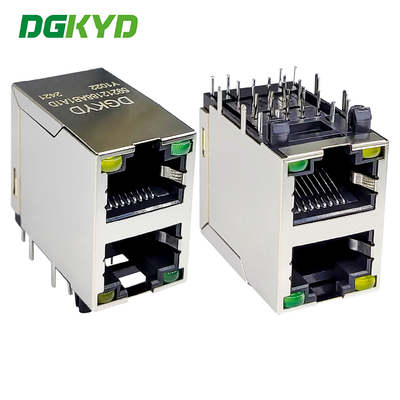 Dual Port RJ45 Connector With Light And Short Body Without Filter DGKYD59212188AB1A1DY1022