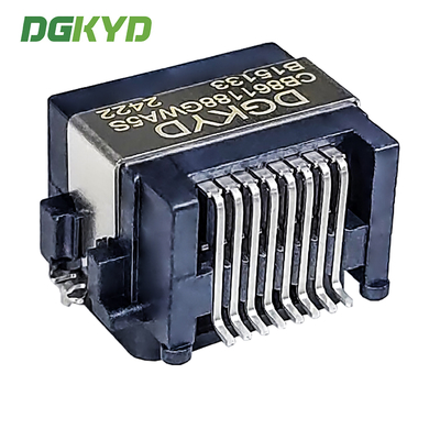 Single Port Sinking Plate 8.6 RJ45 Ethernet Connector SMT Interface Half Package Shielding DGKYDCB861188GWA5SB15133
