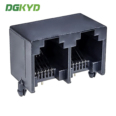1X2 RJ11 Multi Port Connector Black Full Plastic Without Light 6P6C Direct Insertion 90 Degrees DGKYD55211266IWA1DY1017