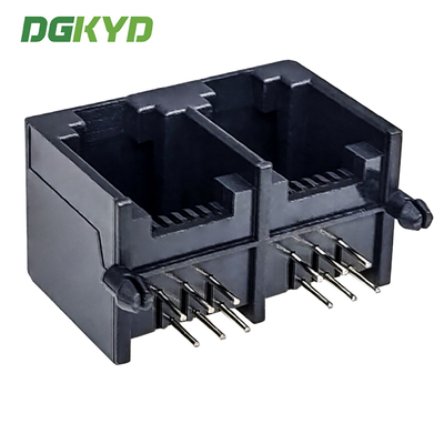 1X2 RJ11 Multi Port Connector Black Full Plastic Without Light 6P6C Direct Insertion 90 Degrees DGKYD55211266IWA1DY1017
