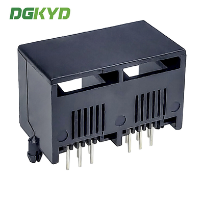 1X2 RJ11 Multi Port Connector Black Full Plastic Without Light 6P6C Direct Insertion 90 Degrees DGKYD55211266IWA1DY1017