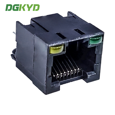 RJ45 180 Degree 8P8C Full Plastic Connector With Light DGKYD52T1188JB1A1DY1 Modular Interface For Ethernet Socket