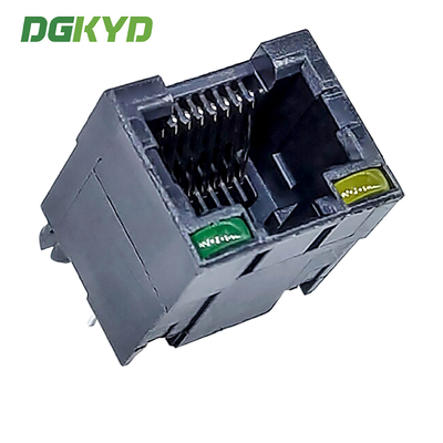 RJ45 180 Degree 8P8C Full Plastic Connector With Light DGKYD52T1188JB1A1DY1 Modular Interface For Ethernet Socket