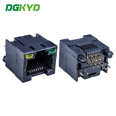 RJ45 180 Degree 8P8C Full Plastic Connector With Light DGKYD52T1188JB1A1DY1 Modular Interface For Ethernet Socket