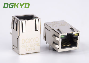 25.4mm Tab up Cat5 8 pin rj45 connector with LEDs , 100 BASE - TX