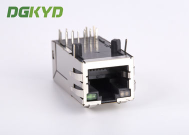 12 Pin Shielded 1000 BASE - TX Industrial Integrated Magnetics RJ45 Connector, Bi-Color LED