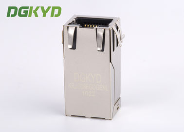 12 Pin Shielded 1000 BASE - TX Industrial Integrated Magnetics RJ45 Connector, Bi-Color LED