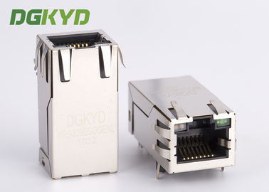 12 Pin Shielded 1000 BASE - TX Industrial Integrated Magnetics RJ45 Connector, Bi-Color LED