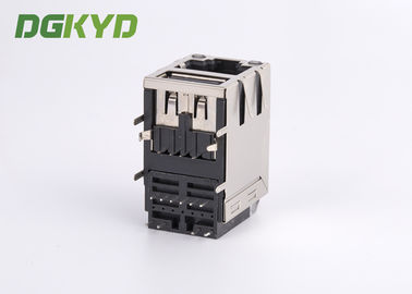 Industrial Dual Deck USB Rj45 Connector Cat 5e Rj45 Connector With USB , G/Y LED