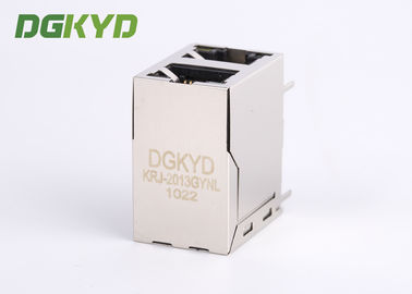 100 Base-T Stacked 2 Port RJ45 Module Jack With Magnetics Right Angle Dip Mount