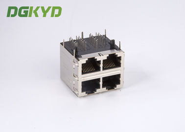 RJ45 Multiple Port Connectors Stack MJ ASSY 8POS 2X2 CAT6 with magnetics