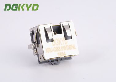 Sinking Board Shielded RJ45 Jack Single Port With EMI Fingers , Low Profile