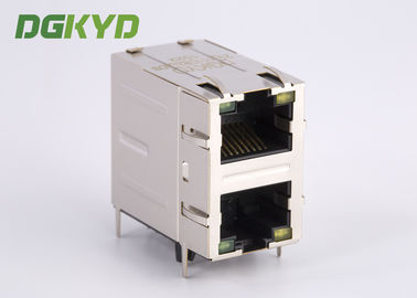 Fiber Optic 2 Port RJ45 Connector Jacks With Transformers 2X1 Right Angle 1000Mb RJ45