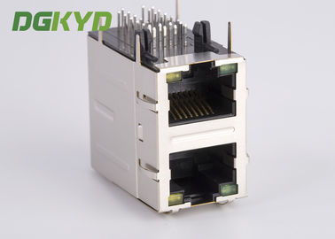 Fiber Optic 2 Port RJ45 Connector Jacks With Transformers 2X1 Right Angle 1000Mb RJ45