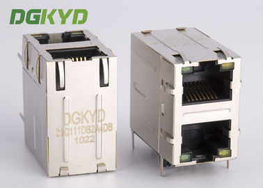 Fiber Optic 2 Port RJ45 Connector Jacks With Transformers 2X1 Right Angle 1000Mb RJ45