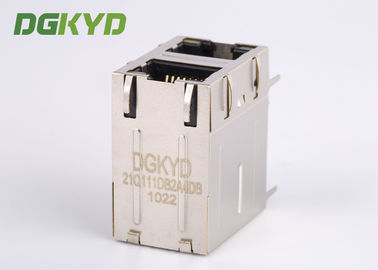 Fiber Optic 2 Port RJ45 Connector Jacks With Transformers 2X1 Right Angle 1000Mb RJ45