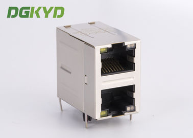 Gigabit ethernet stack dual port RJ45 connector with transformer for industial ethernet