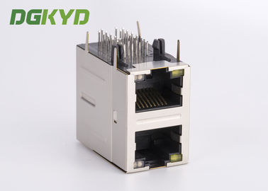 Gigabit ethernet stack dual port RJ45 connector with transformer for industial ethernet