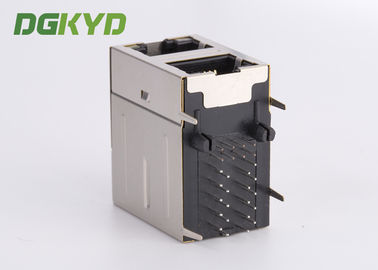 Gigabit ethernet stack dual port RJ45 connector with transformer for industial ethernet