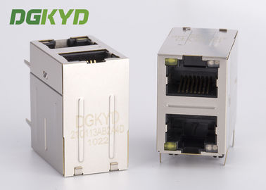 Gigabit ethernet stack dual port RJ45 connector with transformer for industial ethernet