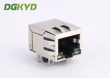 Surface mount shielded right angle ethernet rj45 connector 100 BASE - TX Y/G LED