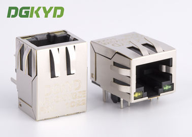 Surface mount shielded right angle ethernet rj45 connector 100 BASE - TX Y/G LED