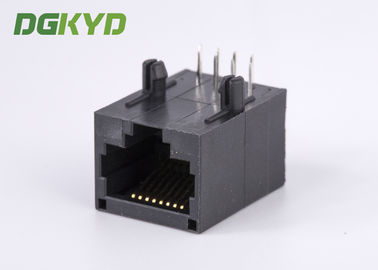 10/100 BASE 1x1 Tab Down RJ45 Network Connector with transformer PBT black