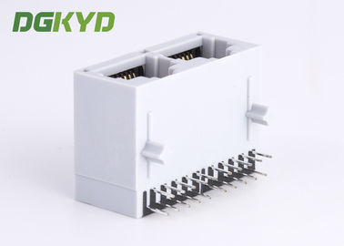 1x2 ganged dual port ethernet RJ45 PCB connector magnetic jack for Communication