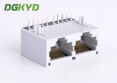 1x2 ganged dual port ethernet RJ45 PCB connector magnetic jack for Communication