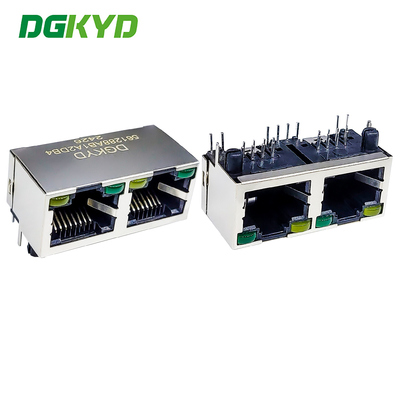 Dual Port RJ45 90 Degree Straight Plug Connector 8P8C With Light Gold-plated 6U Modular Socket DGKYD561288AB1A2DB4