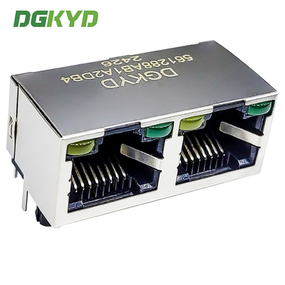 Dual Port RJ45 90 Degree Straight Plug Connector 8P8C With Light Gold-plated 6U Modular Socket DGKYD561288AB1A2DB4
