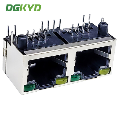 Dual Port RJ45 90 Degree Straight Plug Connector 8P8C With Light Gold-plated 6U Modular Socket DGKYD561288AB1A2DB4