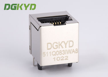 Shielded 10 pin vertical insertion cat 6 RJ45 Connector with gige transformer