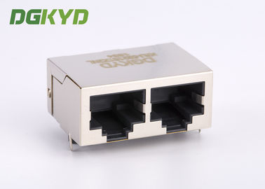Shield tab down cat 5 dual port ethernet socket RJ45 connector